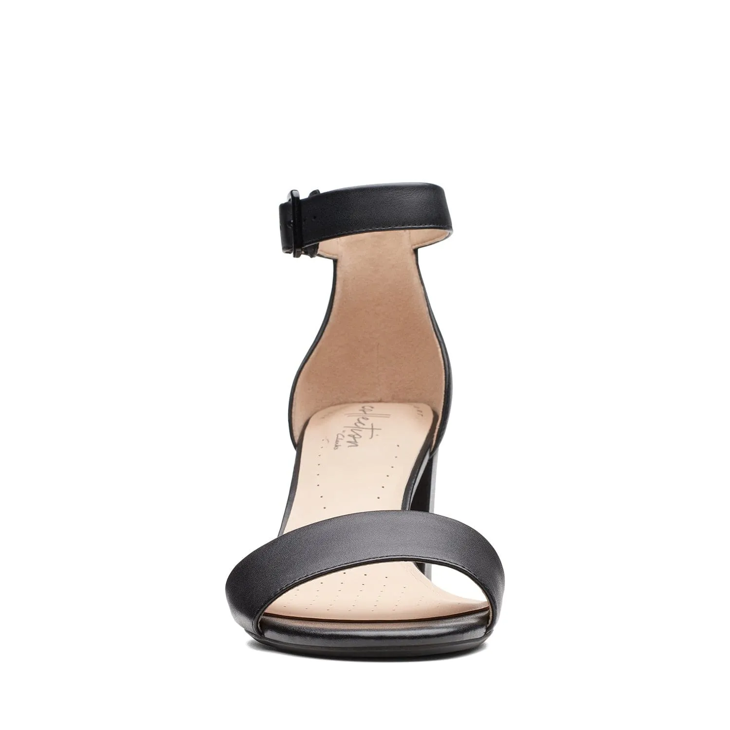Clarks Deva Mae Sandals - Black Leather - 261400075 - E Width (Wide Fit)