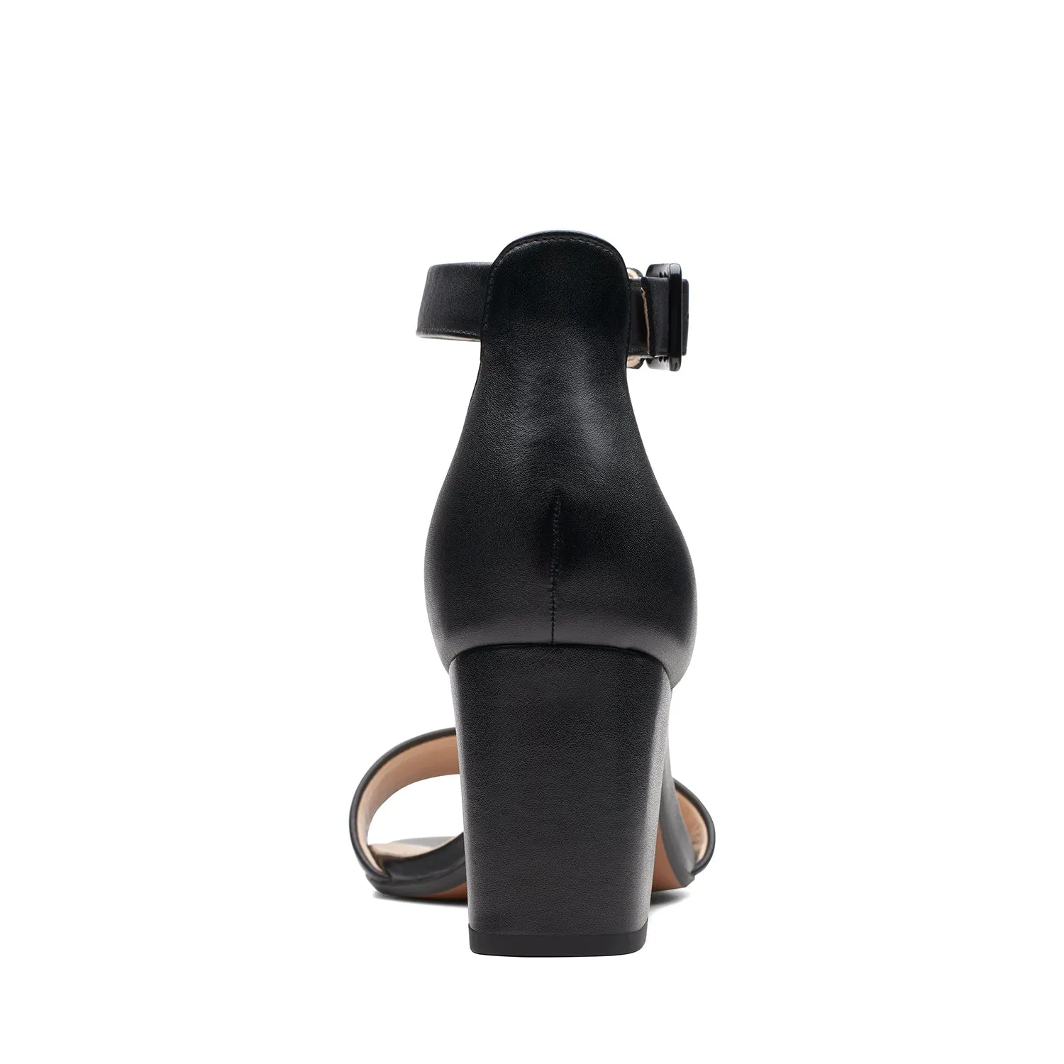 Clarks Deva Mae Sandals - Black Leather - 261400075 - E Width (Wide Fit)
