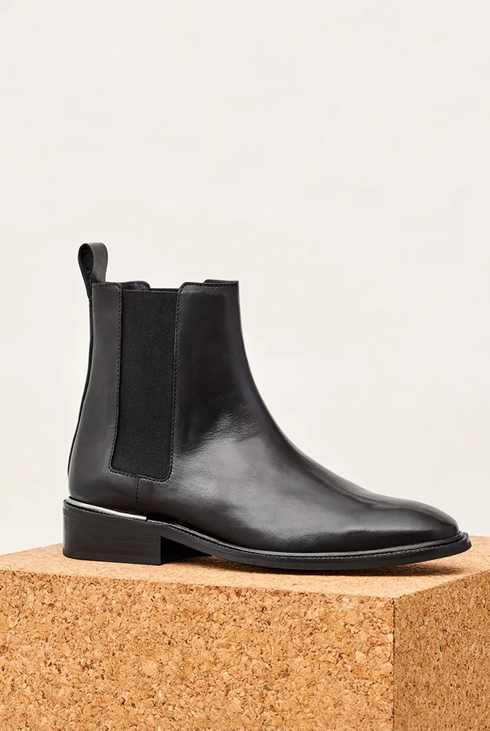 Classic Black Leather Ankle Boots