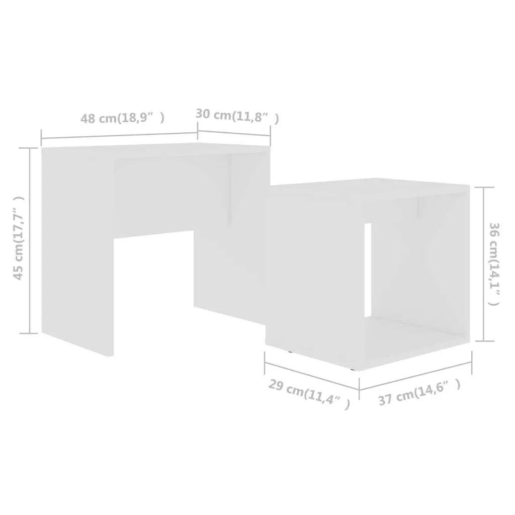 Coffee Table Set White 18.9"x11.8"x17.7" Chipboard