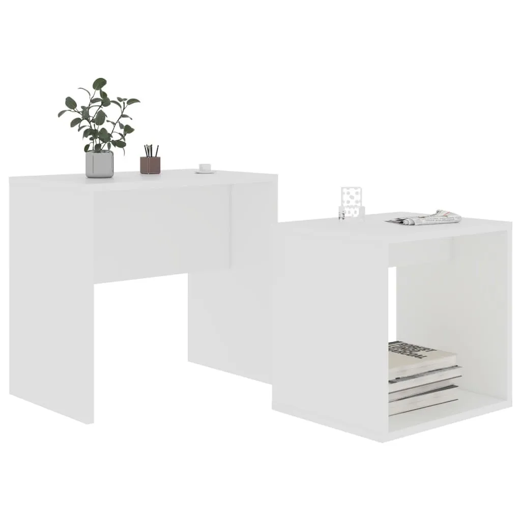 Coffee Table Set White 18.9"x11.8"x17.7" Chipboard