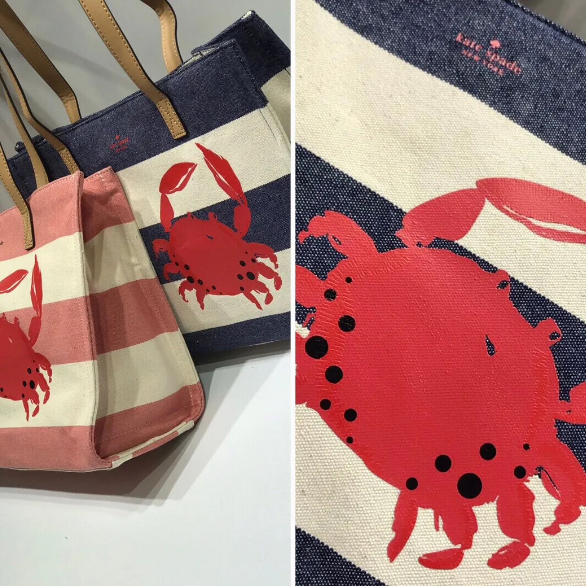 Crab Navy Blue Canvas Tote Bag