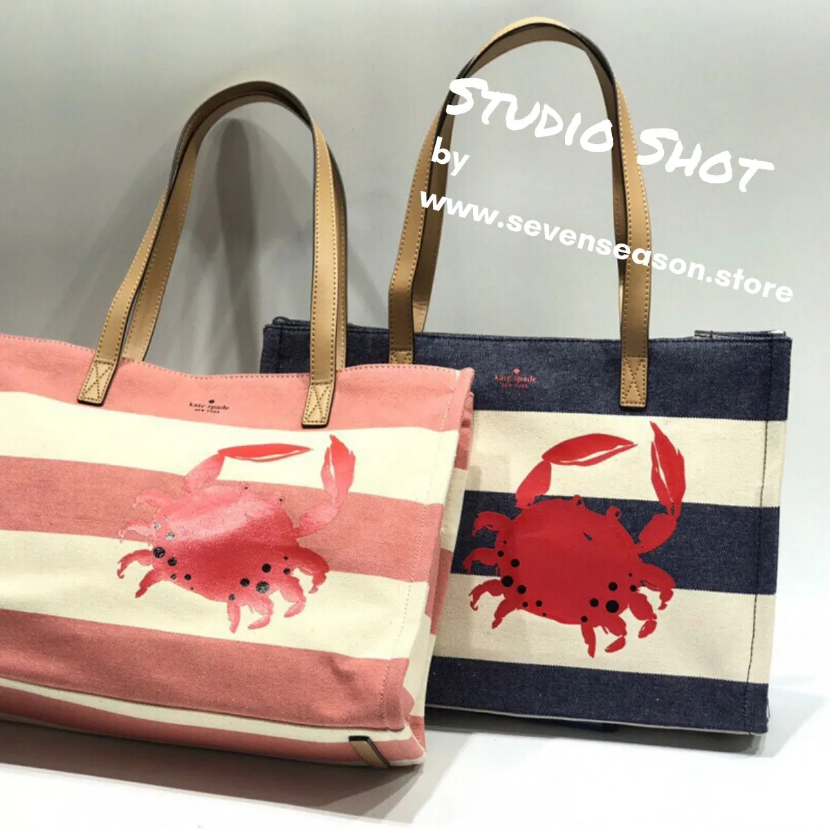 Crab Navy Blue Canvas Tote Bag