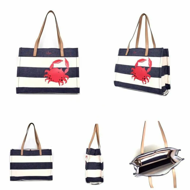 Crab Navy Blue Canvas Tote Bag