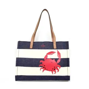 Crab Navy Blue Canvas Tote Bag
