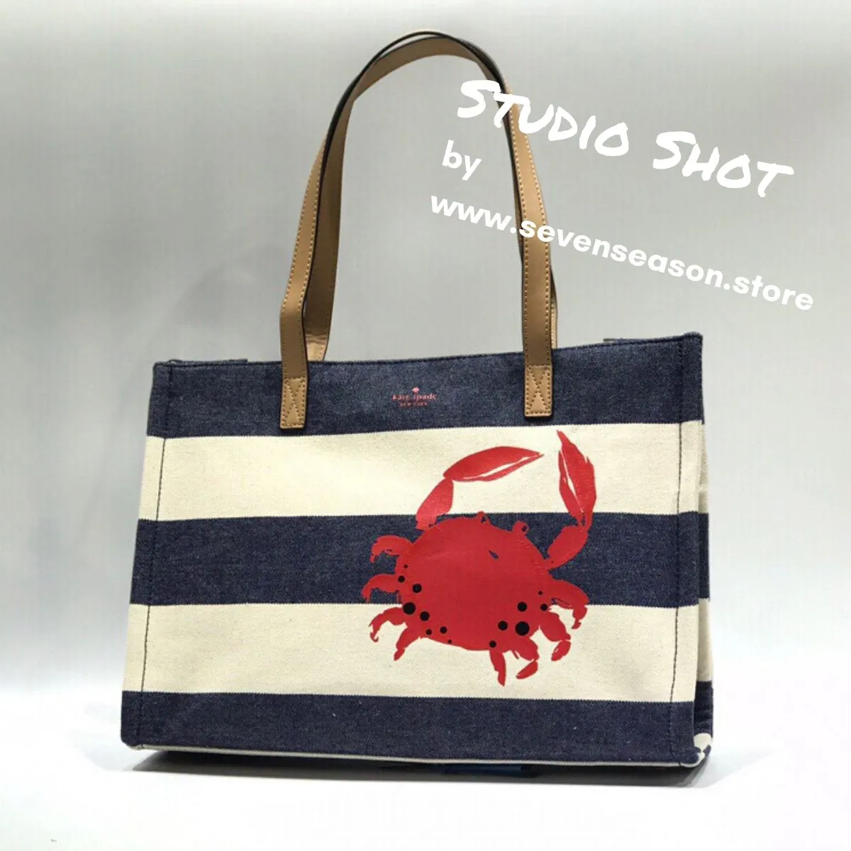 Crab Navy Blue Canvas Tote Bag