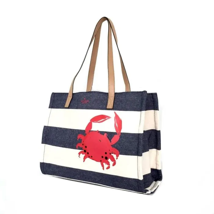 Crab Navy Blue Canvas Tote Bag