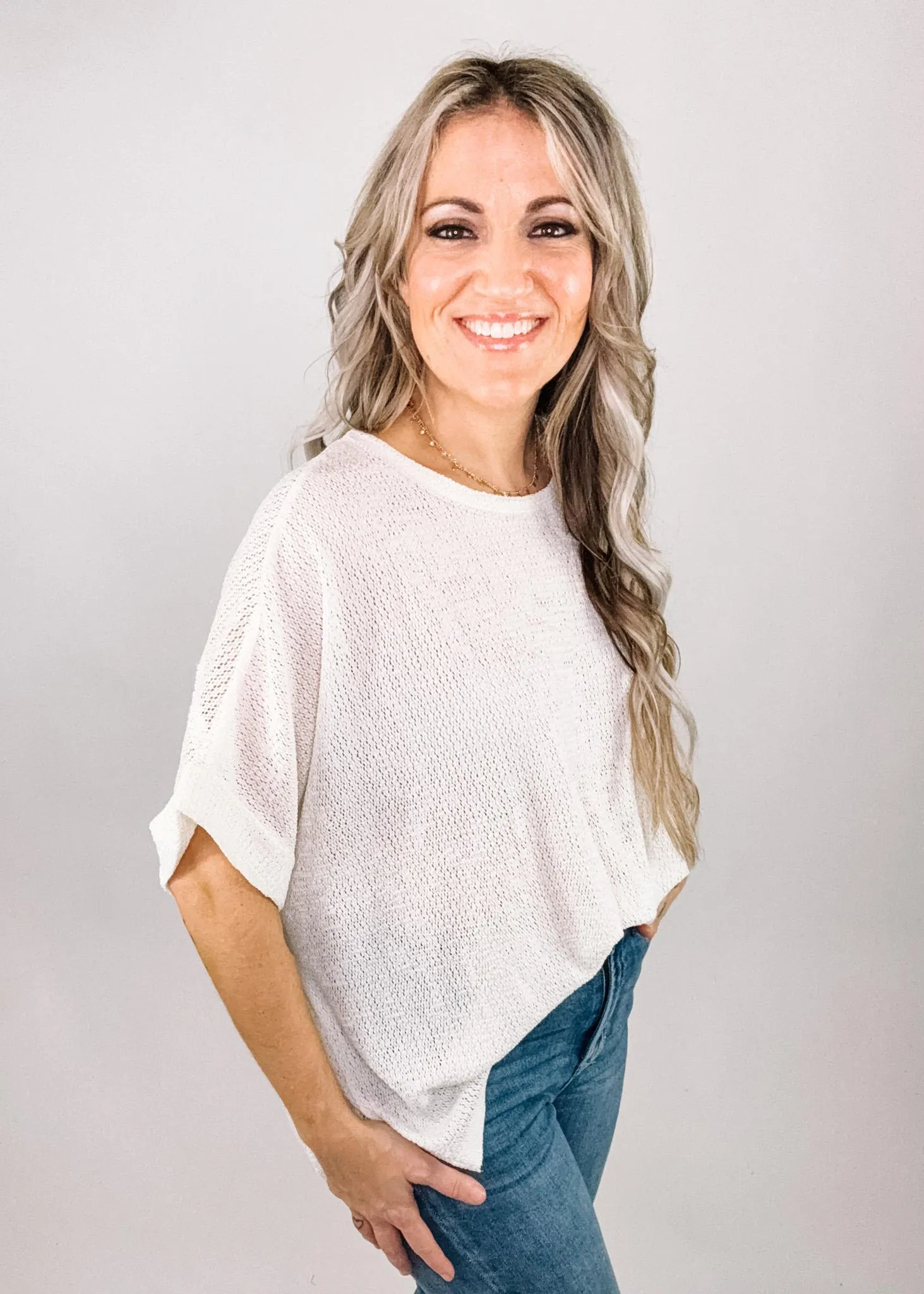Cream Micro Knit Boxy Top