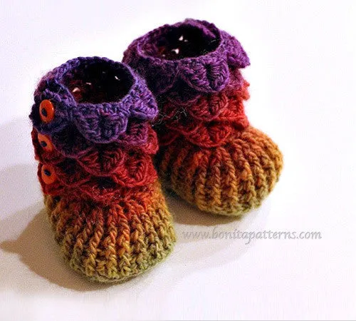 Crocodile Stitch Booties (Baby Sizes)