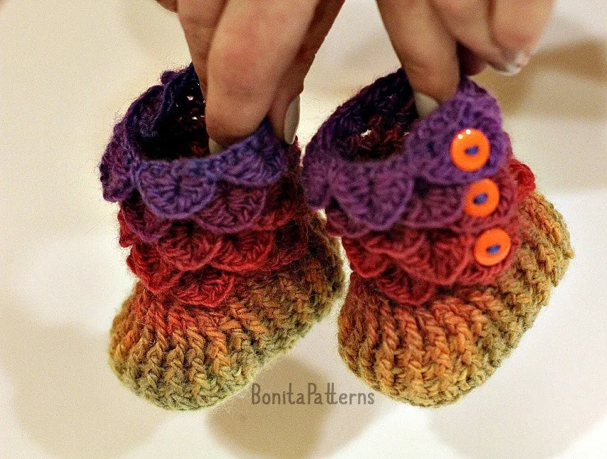 Crocodile Stitch Booties (Baby Sizes)