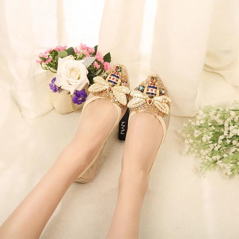 Crystals Flat Shoes Woman Comfortable Soft Slip On Elegant Ladies Loafers