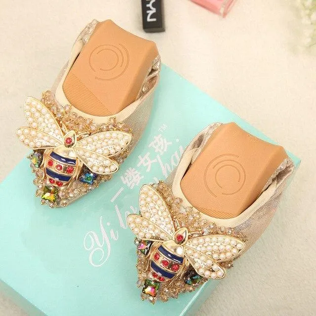 Crystals Flat Shoes Woman Comfortable Soft Slip On Elegant Ladies Loafers