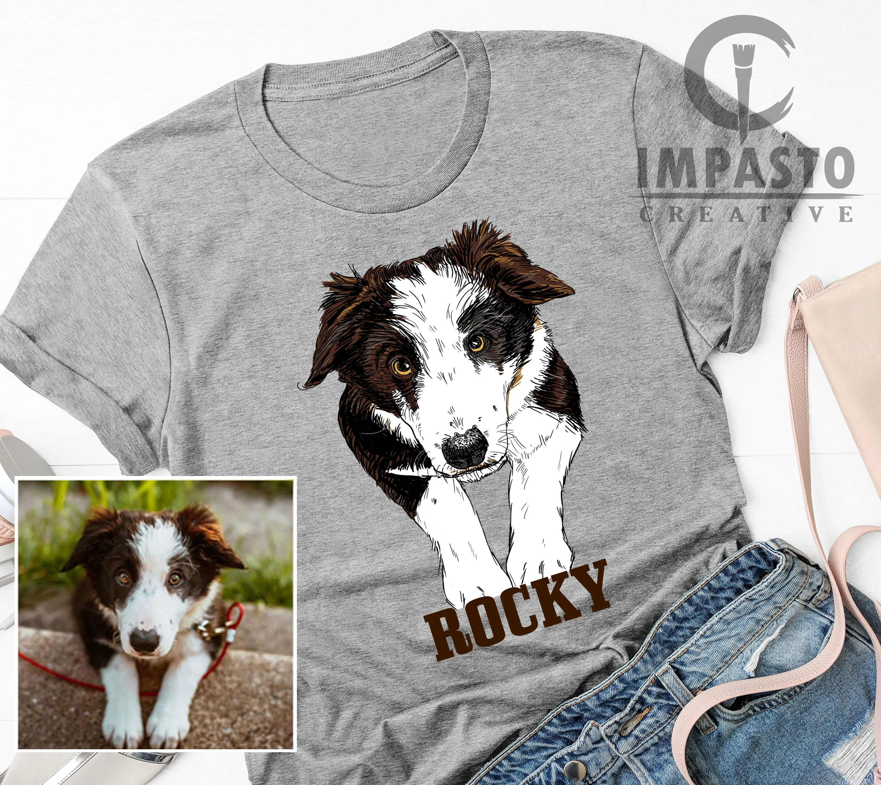 Custom Pet T shirt design, Your pet art on t shirt, pet portrait t shirt, pet lovers, gift idea, holiday gift, graphic tee,