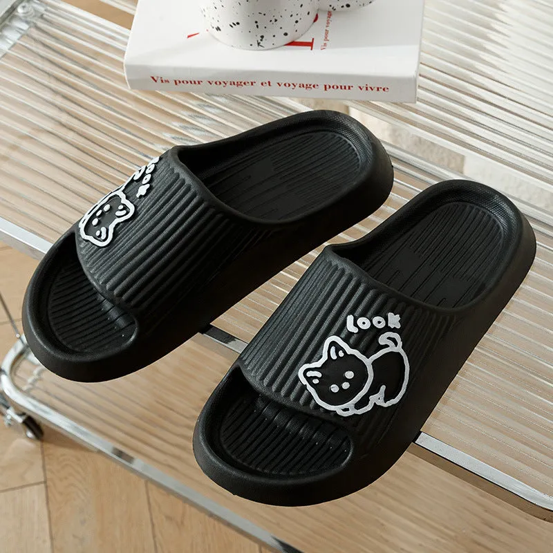 Cute Cat Slippers Summer Women Home Shoes Bath