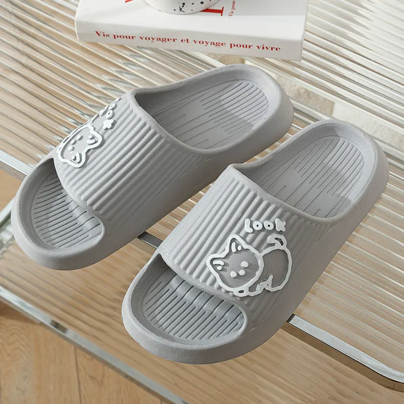 Cute Cat Slippers Summer Women Home Shoes Bath