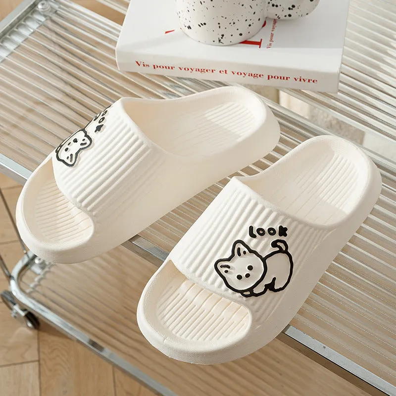 Cute Cat Slippers Summer Women Home Shoes Bath