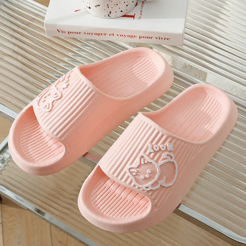 Cute Cat Slippers Summer Women Home Shoes Bath