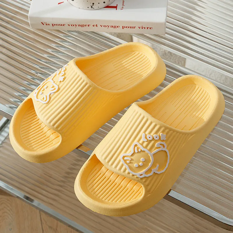 Cute Cat Slippers Summer Women Home Shoes Bath
