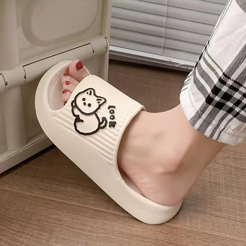 Cute Cat Slippers Summer Women Home Shoes Bath