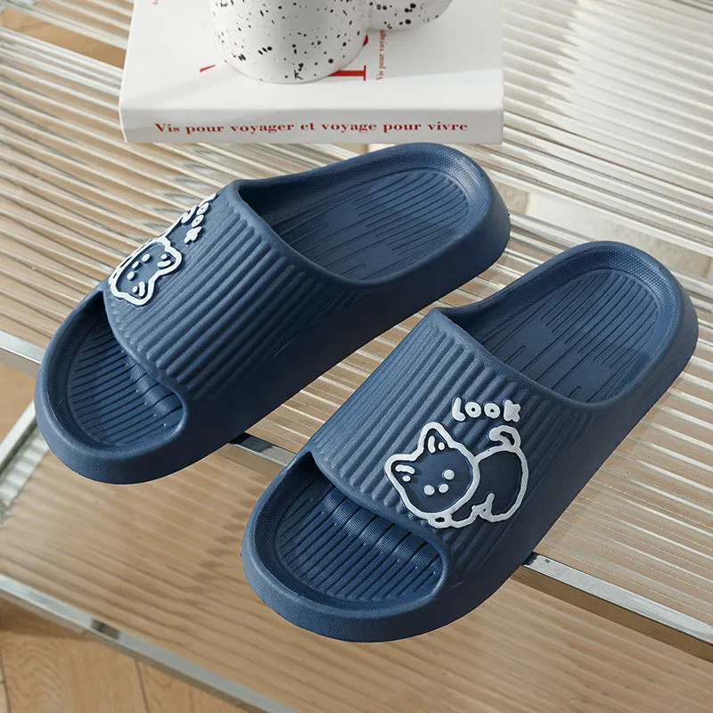 Cute Cat Slippers Summer Women Home Shoes Bath