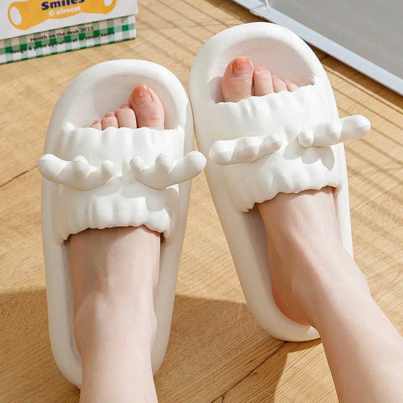 Cute Deer Horn Slippers Summer Women's House Shoes Non-slip Bathroom Slipper