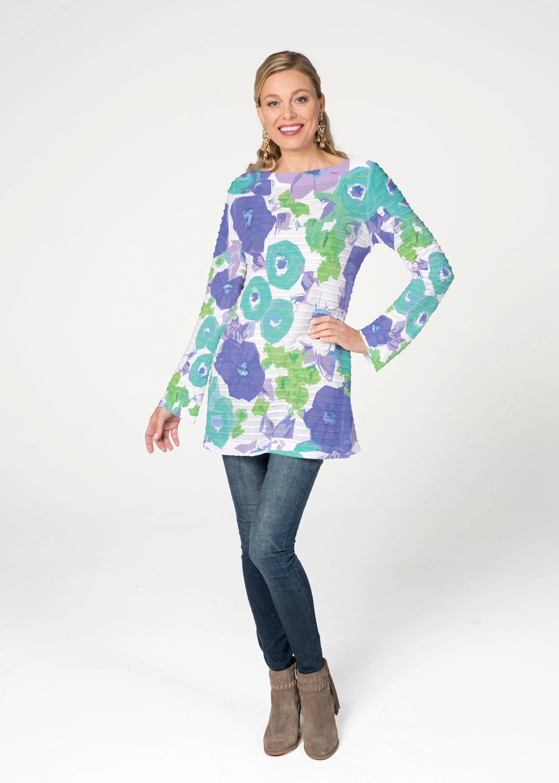 Dotsy (19202) ~ Banded Boatneck Tunic