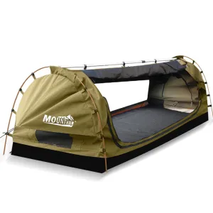 Double Swag Camping Swags Canvas Dome Tent Free Standing Khaki