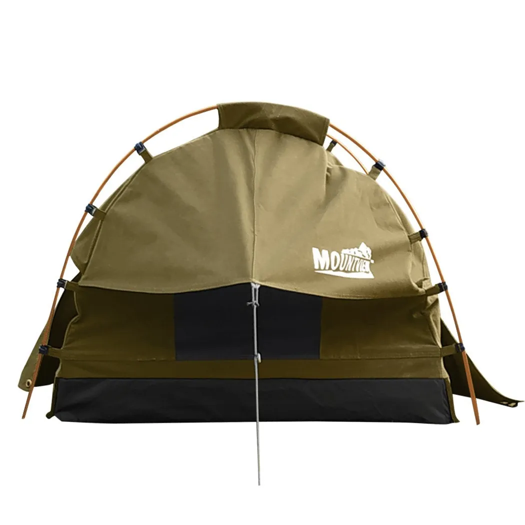 Double Swag Camping Swags Canvas Dome Tent Free Standing Khaki