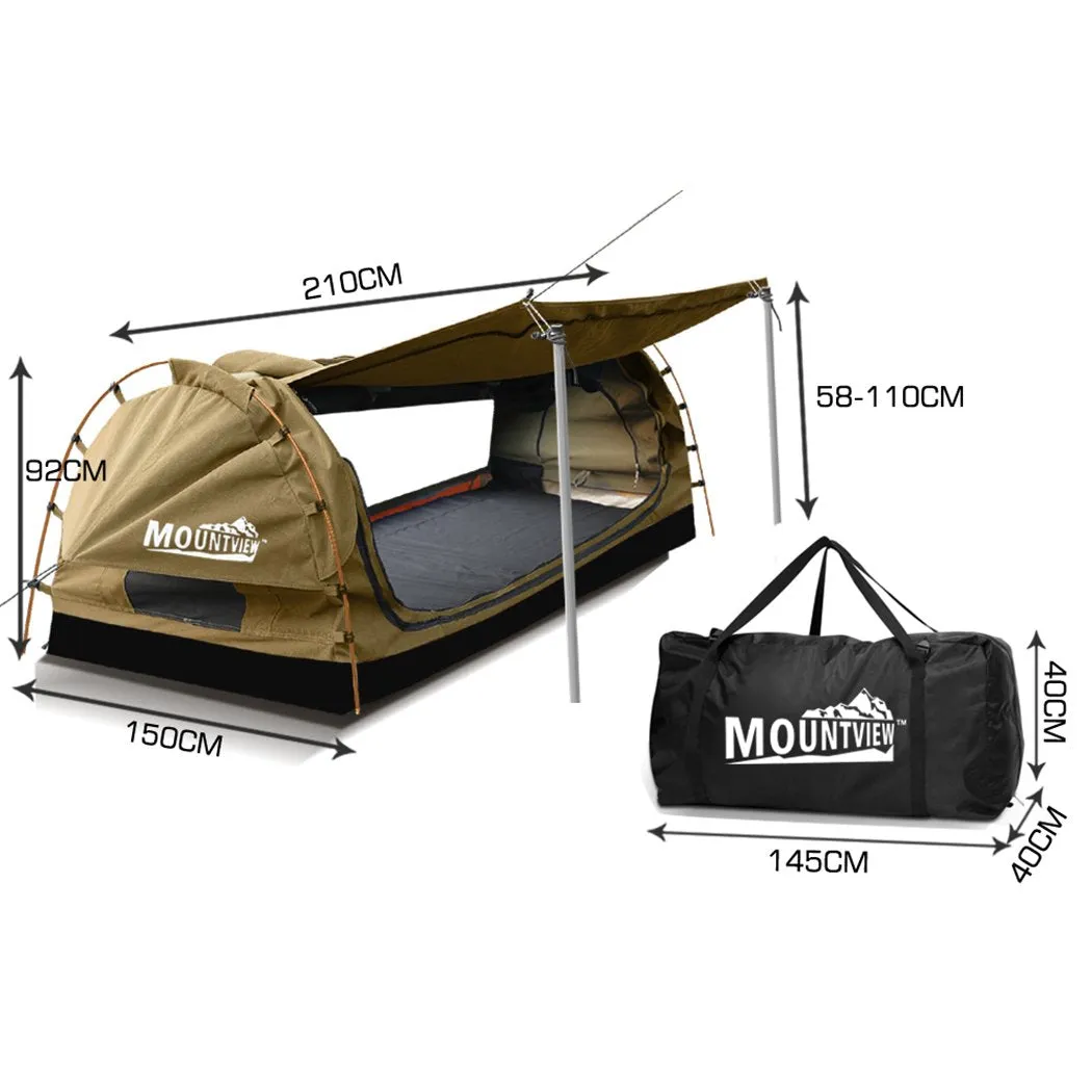Double Swag Camping Swags Canvas Dome Tent Free Standing Khaki