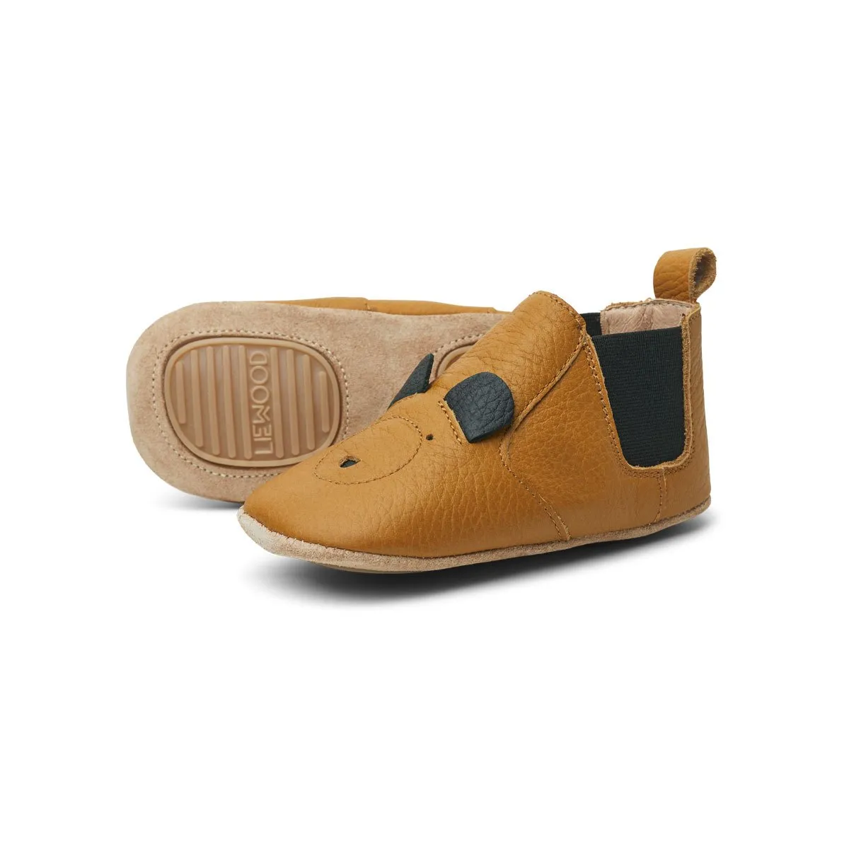Edith Leather Slippers - Mr bear mustard