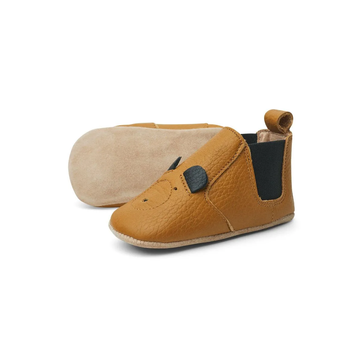Edith Leather Slippers - Mr bear mustard