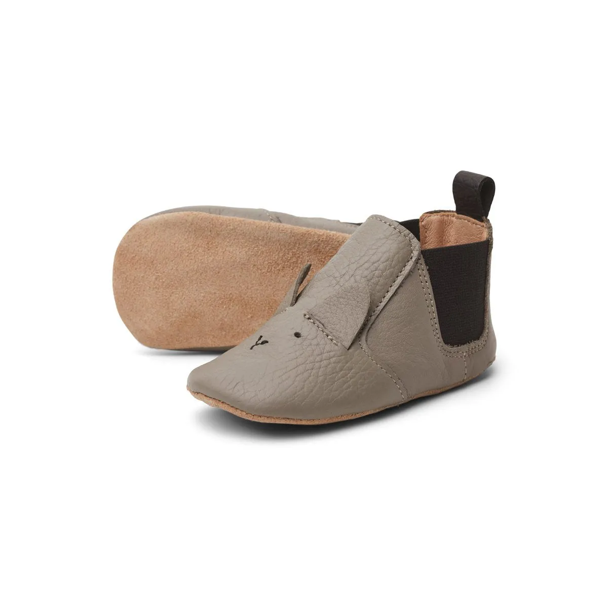 Edith Leather Slippers - Rabbit grey