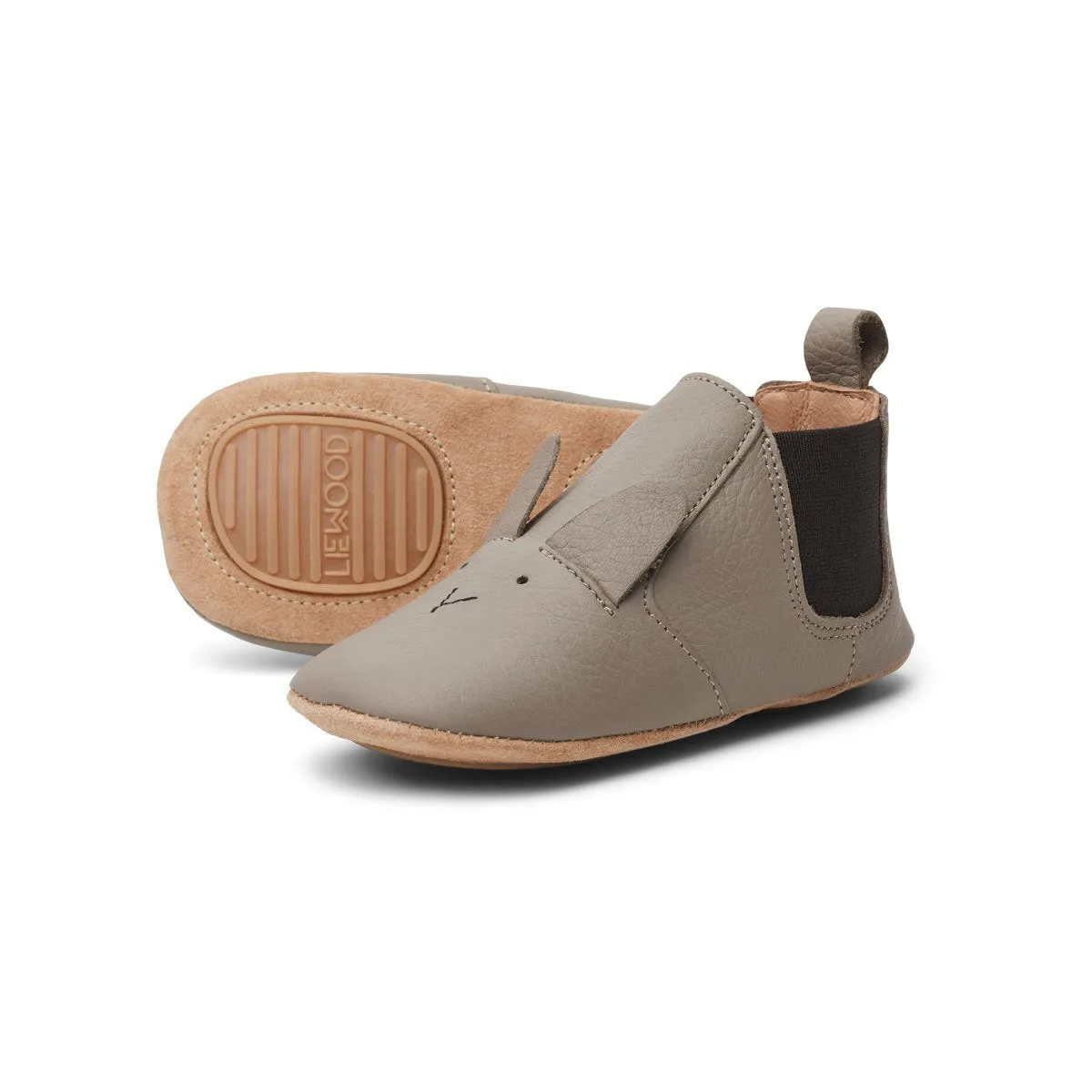 Edith Leather Slippers - Rabbit grey