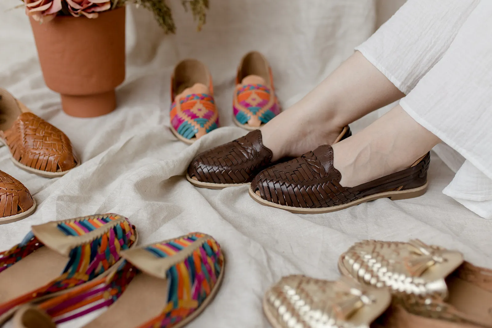 Essential Brown Leather Huarache Sandals