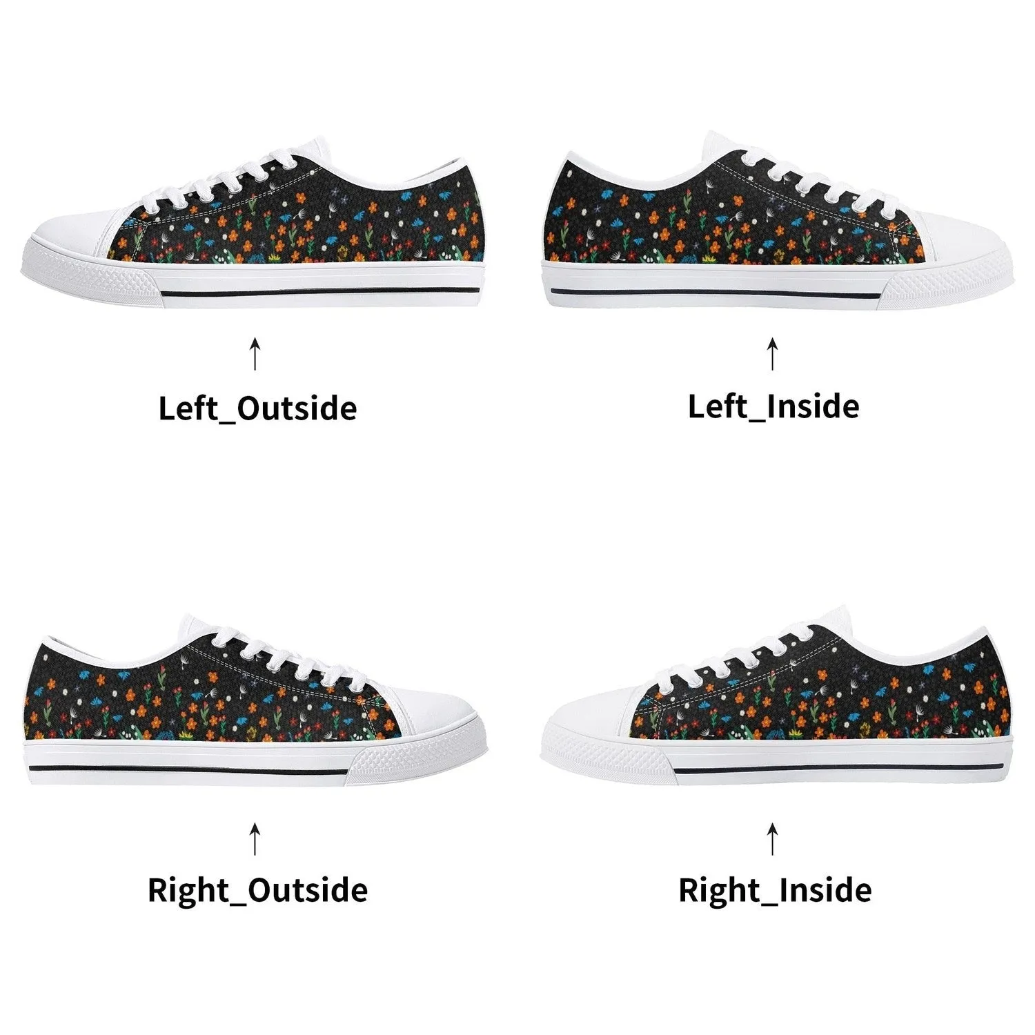 Falling Flowers Womens Low Top Canvas Shoes
