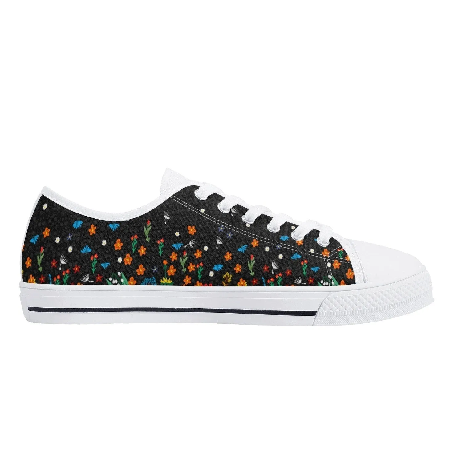 Falling Flowers Womens Low Top Canvas Shoes