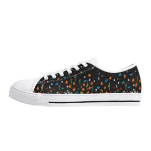 Falling Flowers Womens Low Top Canvas Shoes