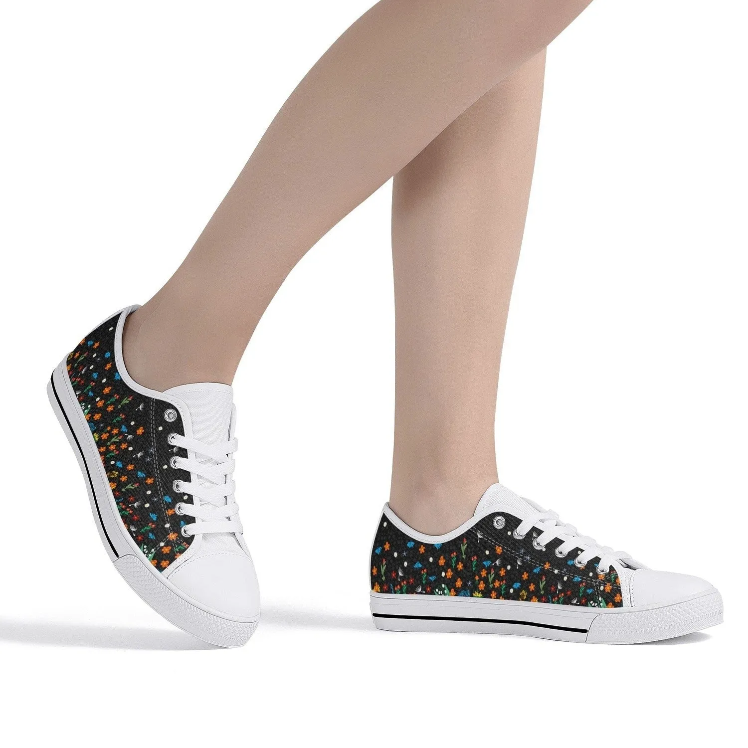 Falling Flowers Womens Low Top Canvas Shoes