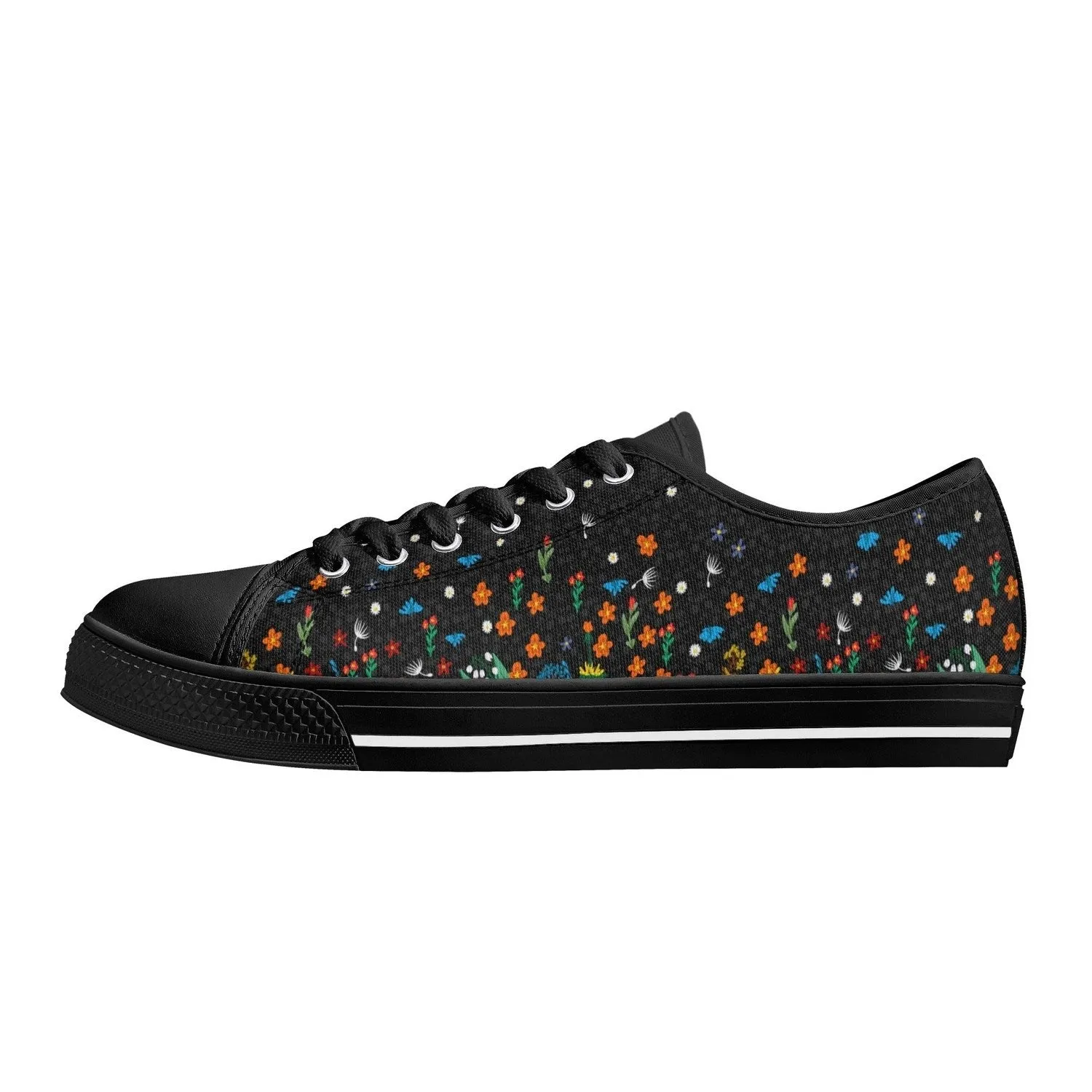 Falling Flowers Womens Low Top Canvas Shoes