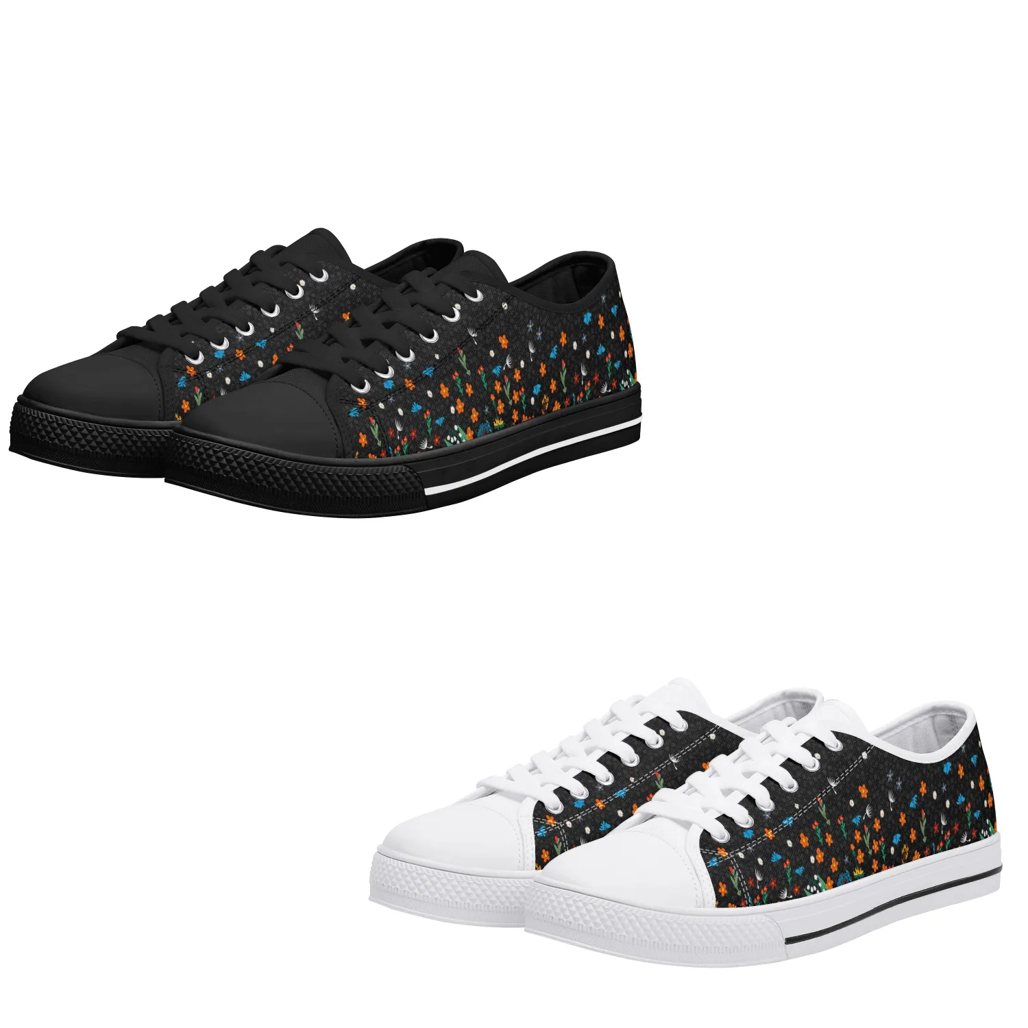 Falling Flowers Womens Low Top Canvas Shoes