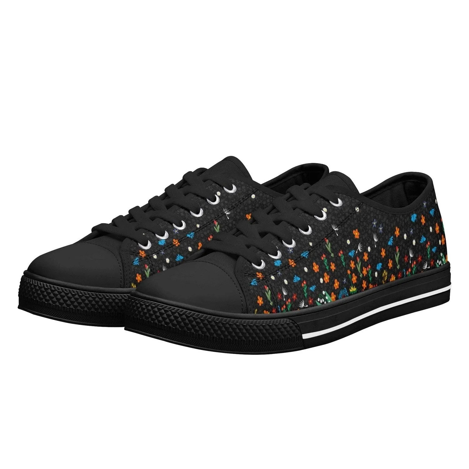 Falling Flowers Womens Low Top Canvas Shoes
