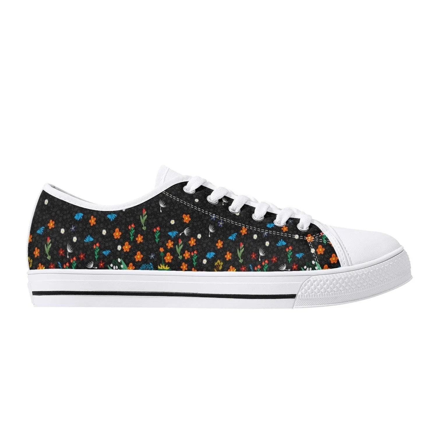 Falling Flowers Womens Low Top Canvas Shoes
