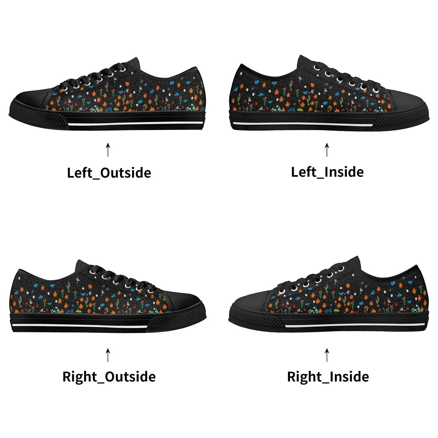 Falling Flowers Womens Low Top Canvas Shoes