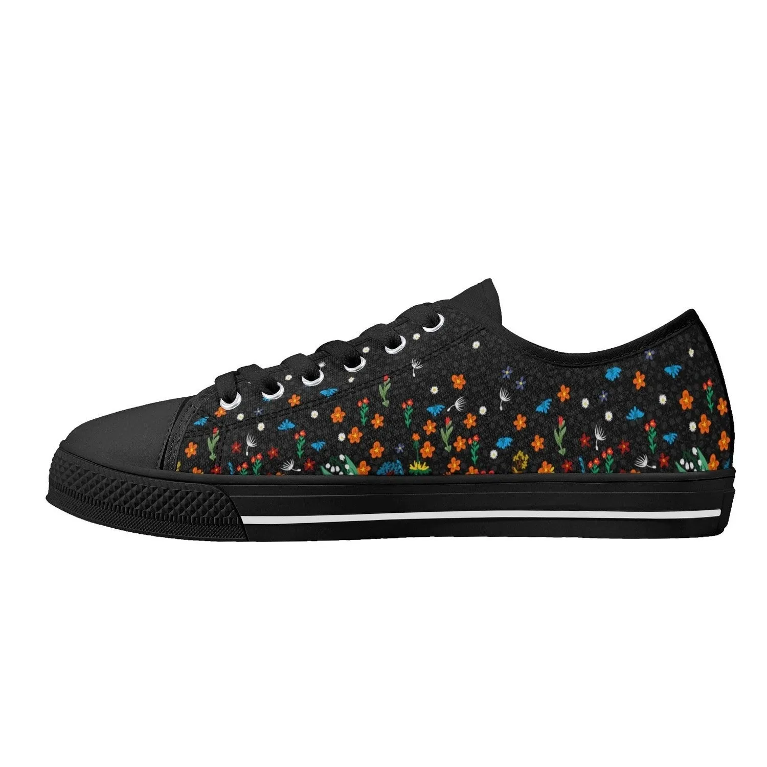 Falling Flowers Womens Low Top Canvas Shoes