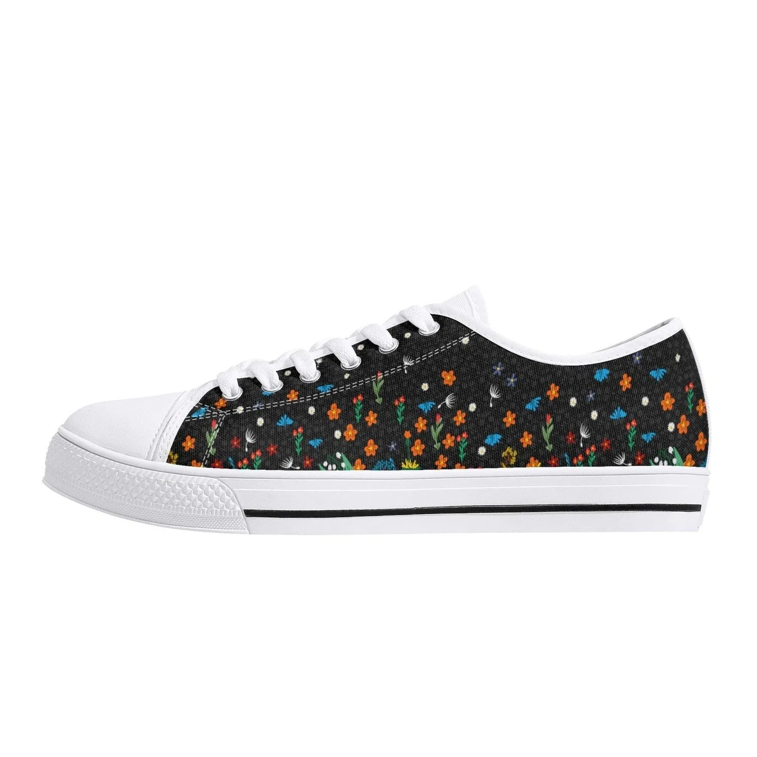 Falling Flowers Womens Low Top Canvas Shoes