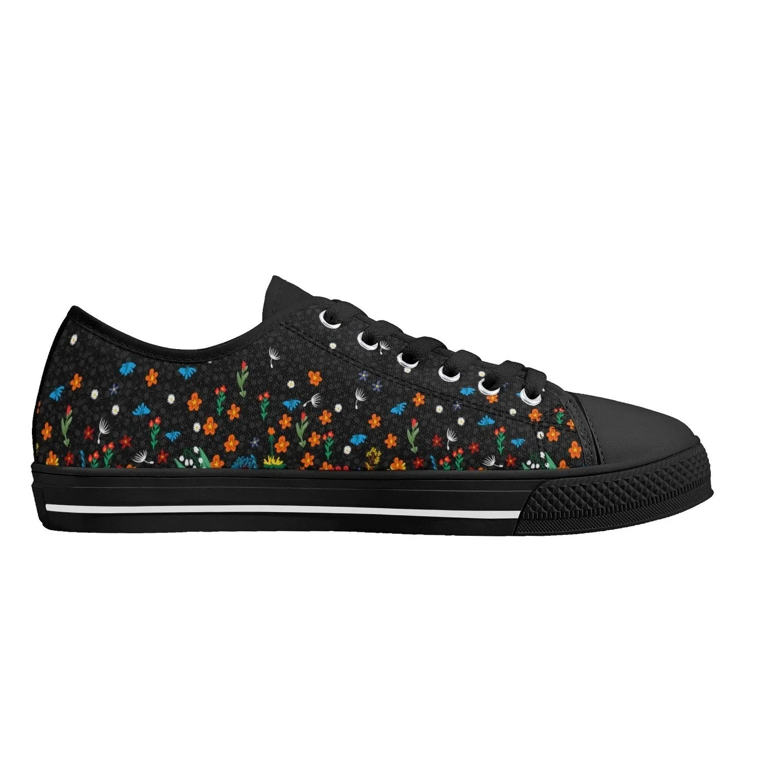 Falling Flowers Womens Low Top Canvas Shoes