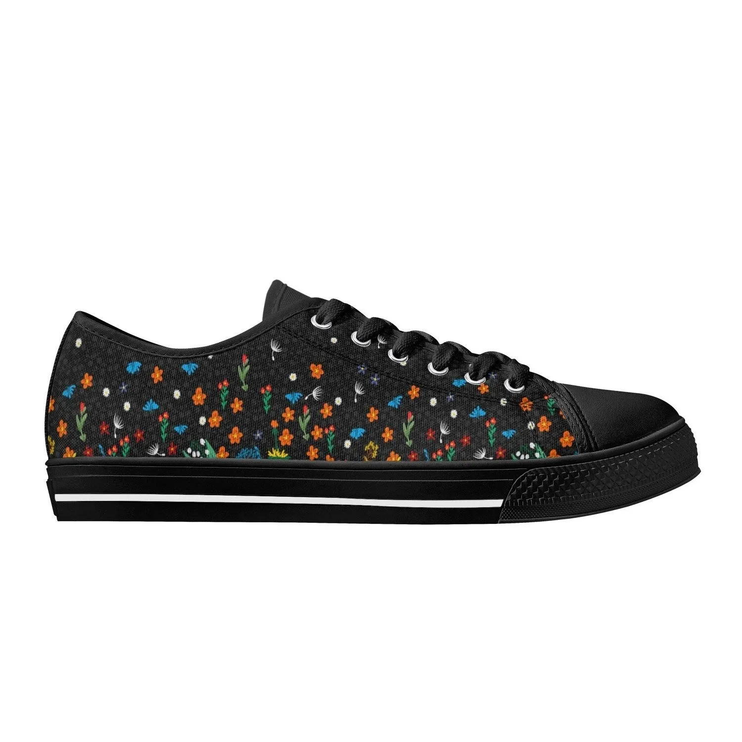 Falling Flowers Womens Low Top Canvas Shoes
