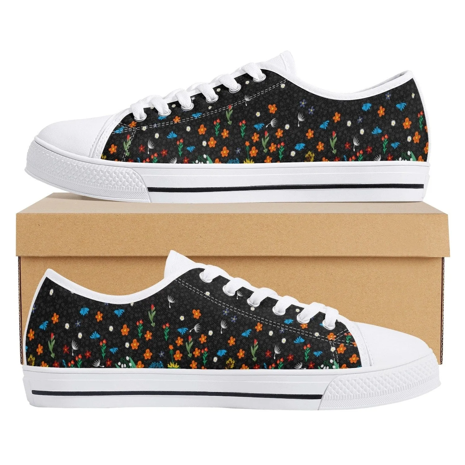Falling Flowers Womens Low Top Canvas Shoes