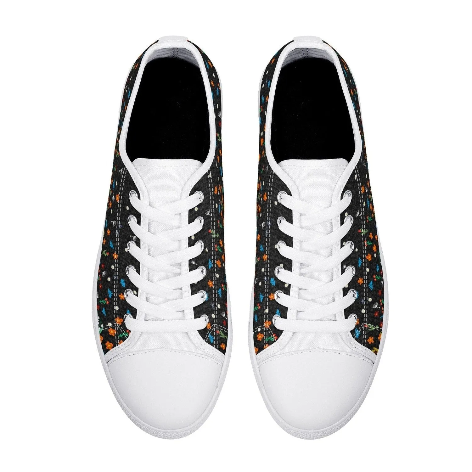 Falling Flowers Womens Low Top Canvas Shoes