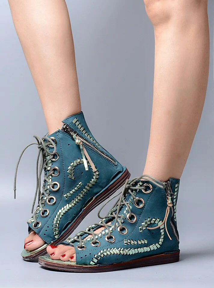 Fashion Hollow Out Tassels Cross Tied Bohemia Sandal Summer Peep Toe Low Heel Women Sandals All-match Female Shoe